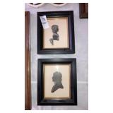 Set of 2 silhouettes Colonial Miss & The Esquire
