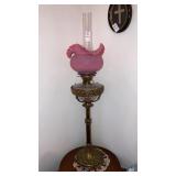 Antique brass & glass banquet lamp Duplex No. 2,