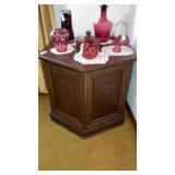 Wooden Hexagon end stand w/ doors
