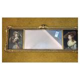 Gilt ornate framed mirror with elegant ladies