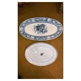 Blue & white medieval England platter 18" long,
