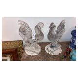 Pair of crystal roosters