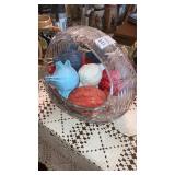 Cut Lead crystal basket w/ gourds