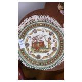 Wedgwood antique plate playing badminton game