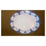 Large England ironstone blue & white oval platter