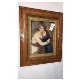 Antique ornate framed print woman and child