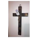 Wood & metal crucifix 10" long