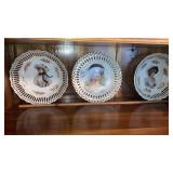 Lot of 3 reticulated dishes & plate lady portraits