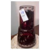 Bohemian glass ruby cut to clear tumble up