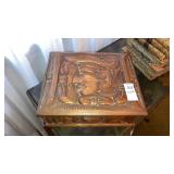 Exotic carved wooden box 11" long