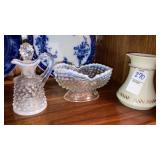 3pcs depression opalescent glass, custard glass