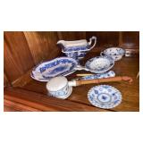 Lot of blue & white, mini  turkey plate, tea