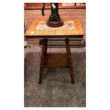 Oak square stand w/shelf 24"sq