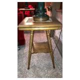 Square oak stand w/shelf 18" sq