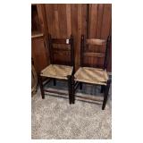 Pair of antique woven seat chairs