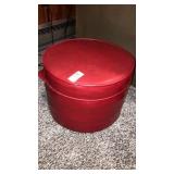 Red vinyl hassock