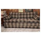 Brown plaid country sofa