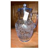 Elegant depression glass ice tea pitcher w/lid