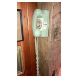 Vintage mint green dial wall phone