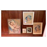 Lot of 5 vintage baby prints
