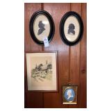 Lot-Pair oval frame George & Martha Washington