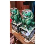 Pair of Chinese porcelain foo dogs 10" tall