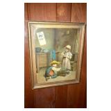 Framed print children feeding their bird  11"