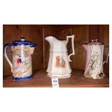 Oriental & luster chocolate pots, sterling China