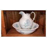 Ironstone pitcher and wash basin carnation
