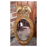 Oval eagle wall mirror cast metal 27" tall