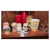 Shelf lot of miniature Steins candles assorted