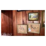 3 small framed original art signed