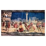 Colonial scene tapestry rug 38"x19"