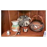 Shelf lot of small Indian pottery pieces