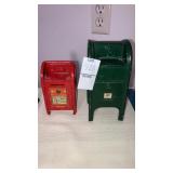 2 mini metal mailbox coin banks US mail
