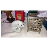 Small Cast iron still coin bank as-is, cast iron