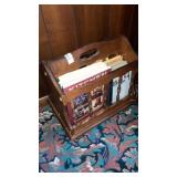 Wooden magazine rack collector books  & contents