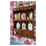 Wooden wall display shelf w/ drawer no contents