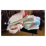 Stack of table cloths linens cotton