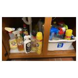 Cleaning products under sink pledge febreze