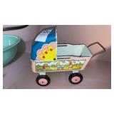 Metal doll buggy 8" long