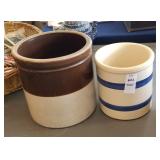 2 pottery crocks