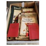 Box lot of antique books, magazines