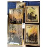 Lot of 5 curved glass silhouettes