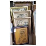 Box lot of 6 pictures including 2 Victorian lady