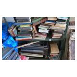 2 shelf lots of old books & picture frames