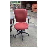 2 Burgundy office chairs different sizes