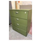 Large green 4 drawer metal file cabinet