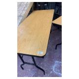 Heavy duty wooden top table with foldable metal