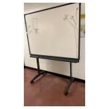 Double sided dry erase board with wheels